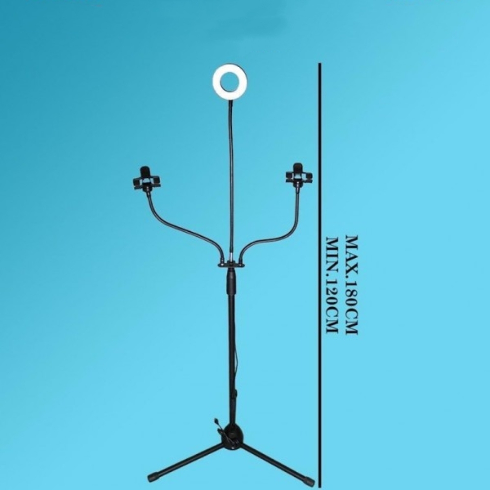 Trípode con luz de relleno, para filmación y fotografía.