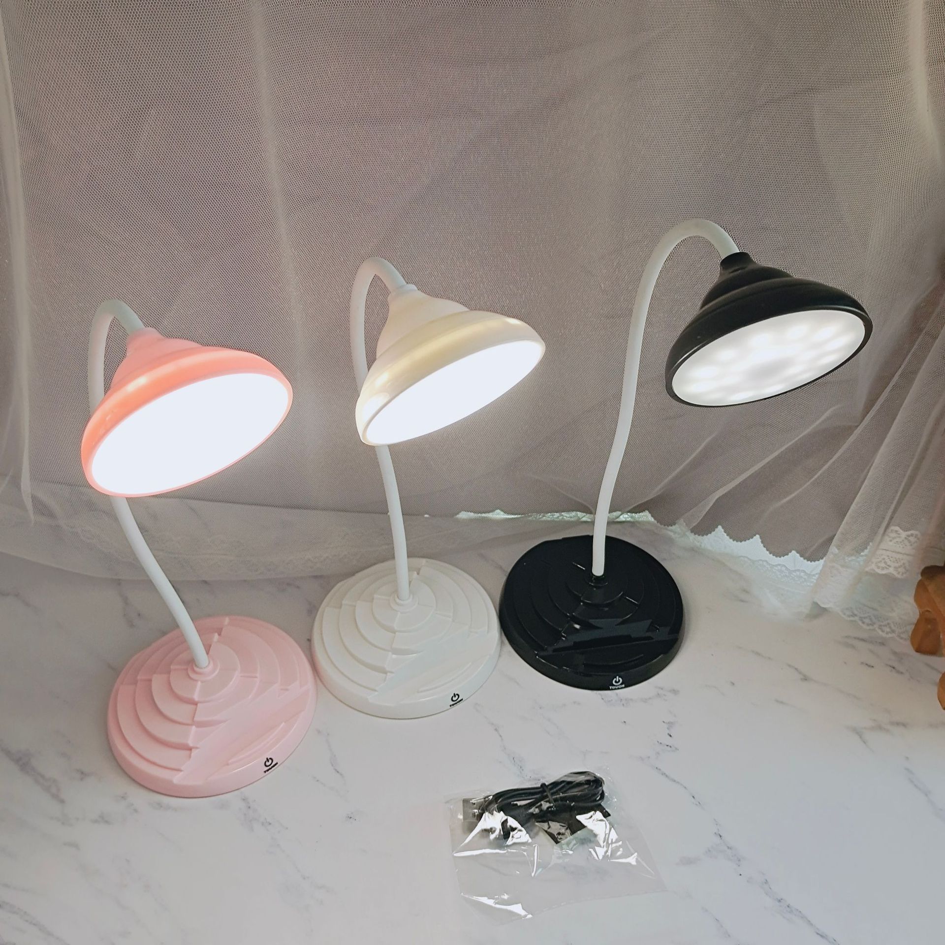 Luz LED de lectura y aprendizaje, control táctil, carga USB