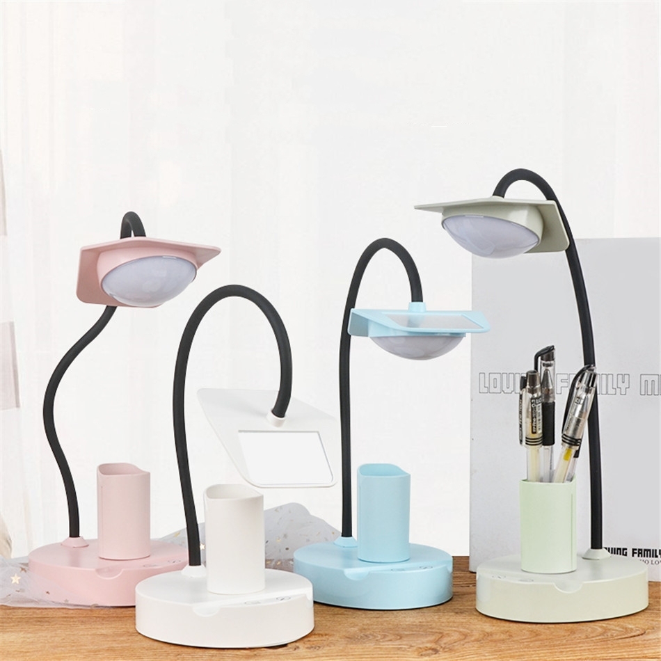 Lámpara de escritorio para estudiantes, carga USB, plegable.