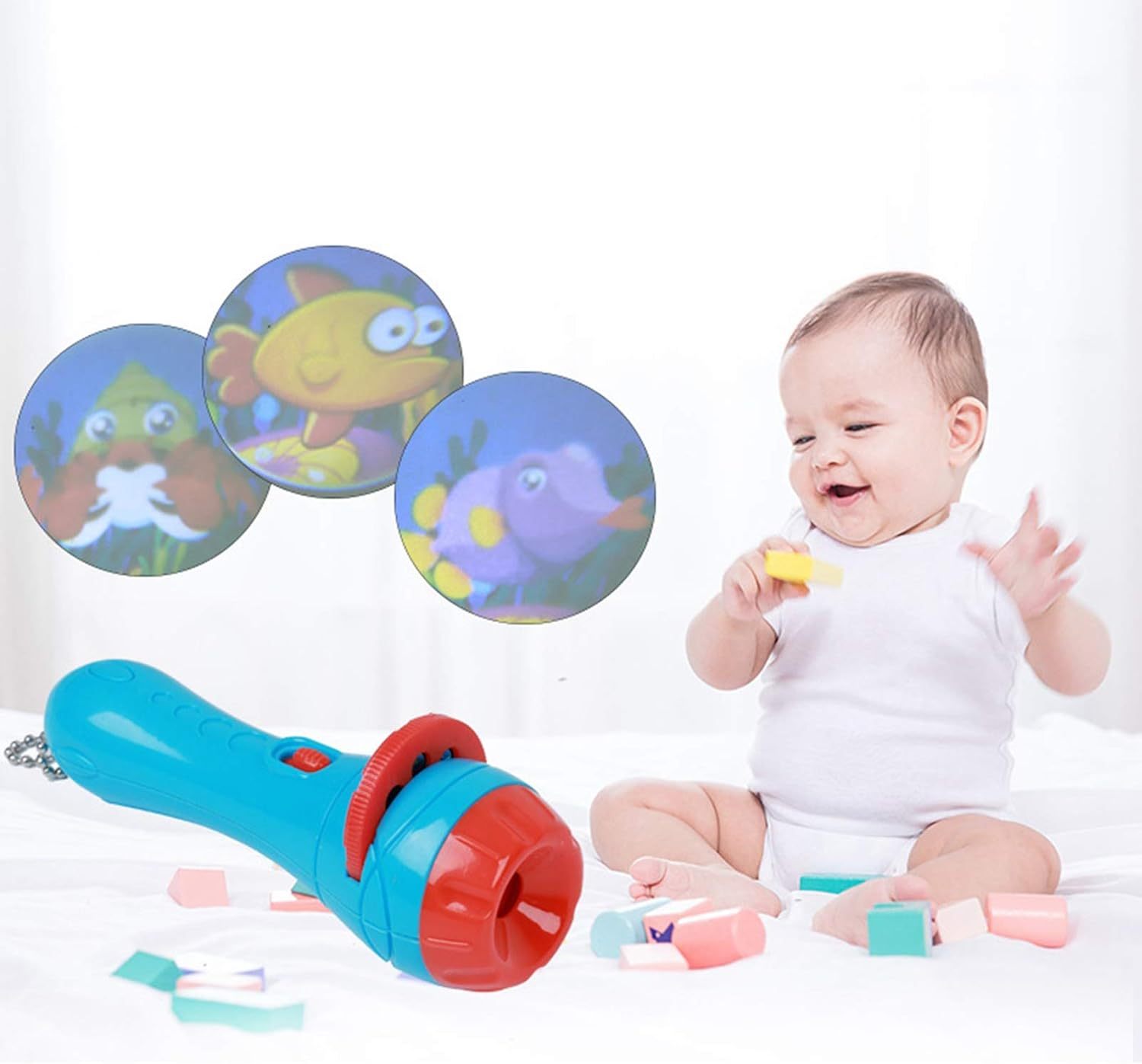 Mini linterna de proyección, linterna de cuento de iluminación para niños