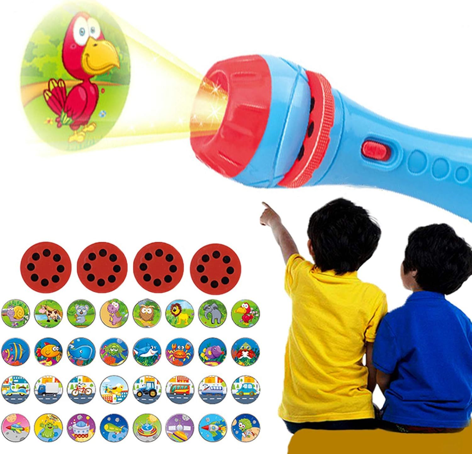 Mini linterna de proyección, linterna de cuento de iluminación para niños