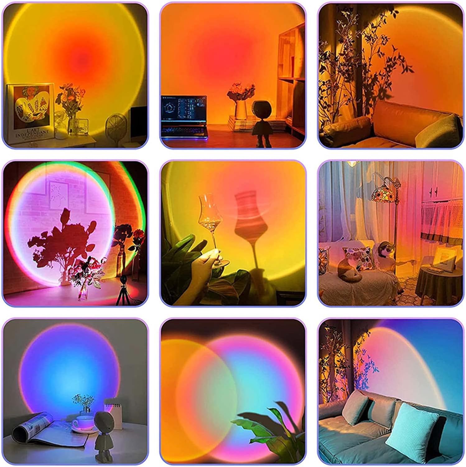 Luz del proyector de puesta de sol, luz ambiental USB