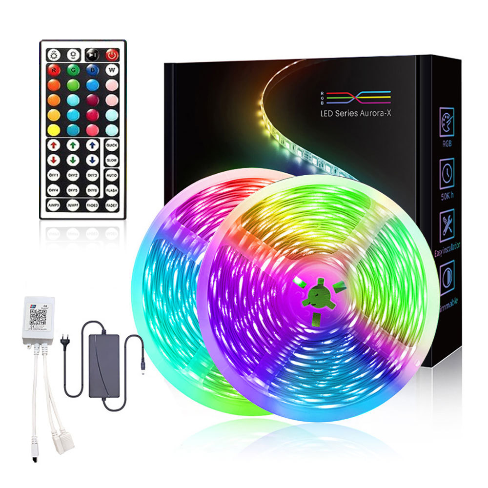 Tira Led 10m Rgb Ip65 Con Controlador Y Fuente
