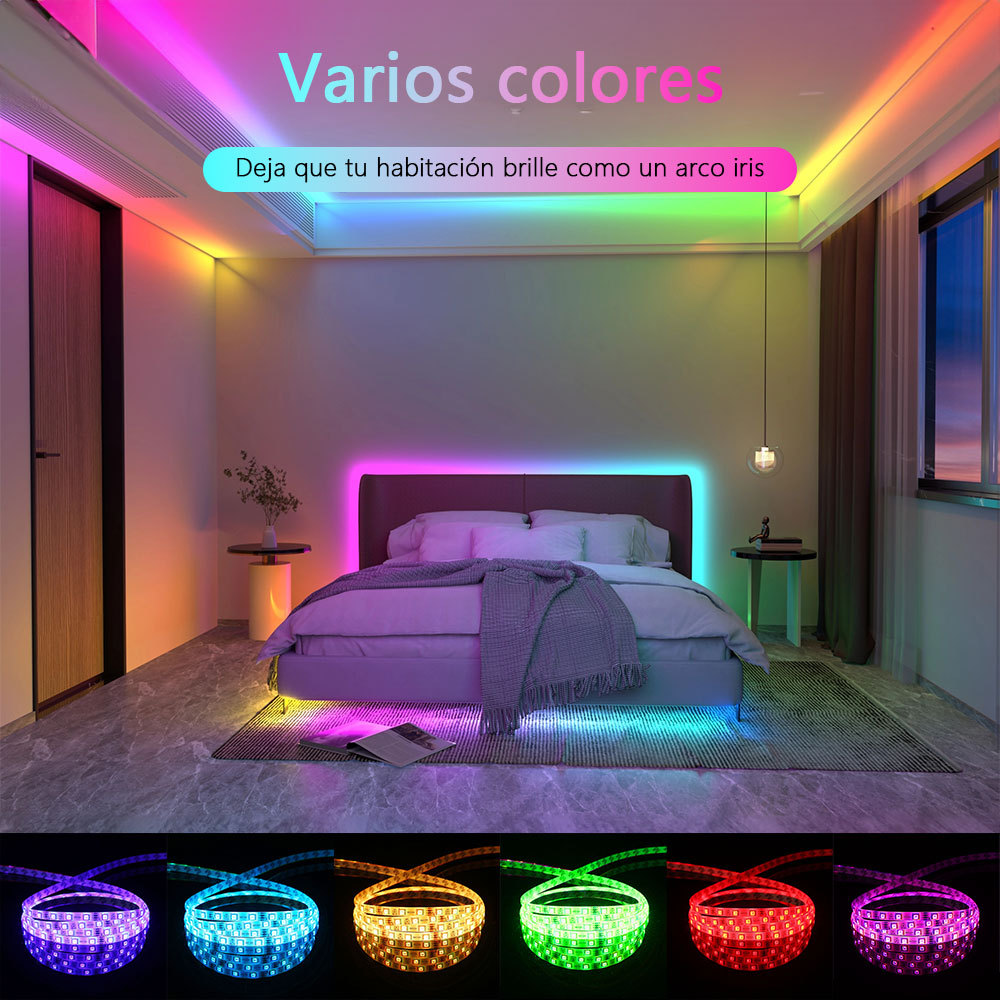 Tira Led 10m Rgb Ip65 Con Controlador Y Fuente