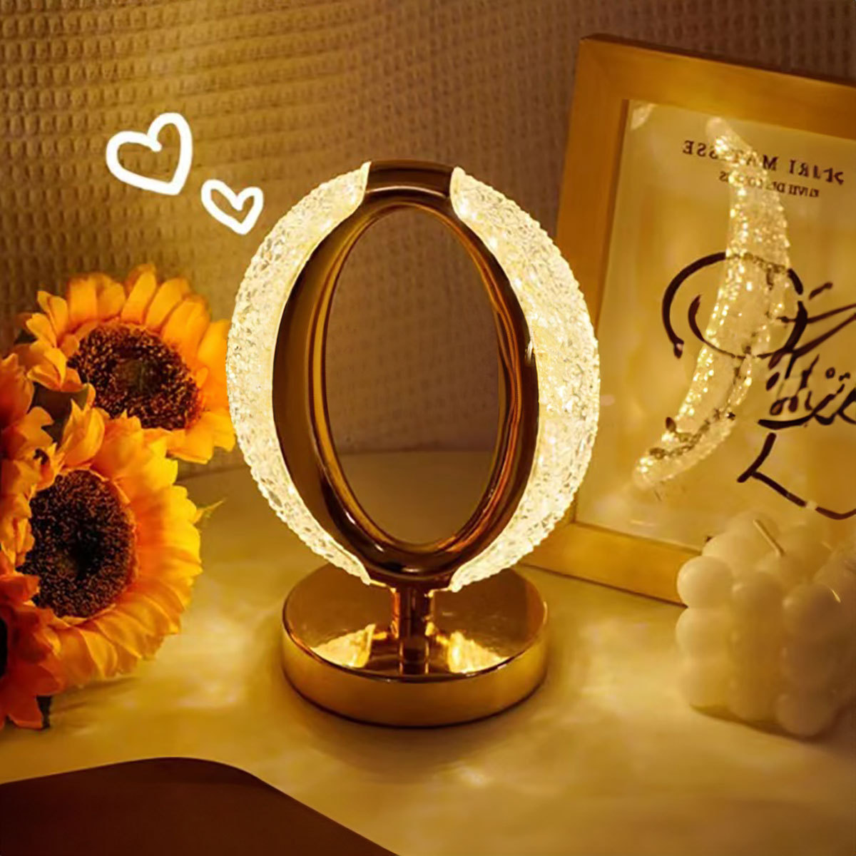 Lámpara de mesa LED de elegante forma ovalada,Muy adecuada para decorar dormitorios y salones