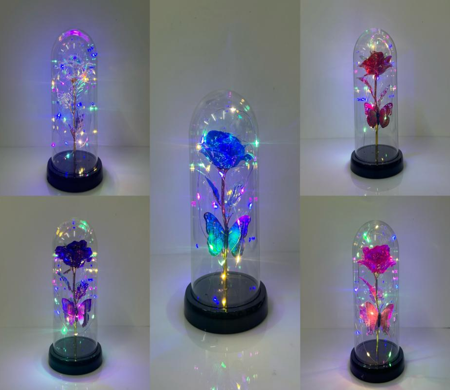 Luz nocturna rosa simulada, luz rosas LED