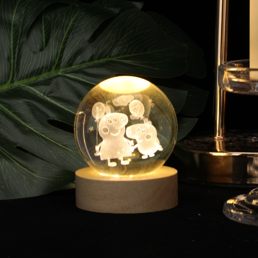 Bola de cristal LED, luz nocturna creativa.