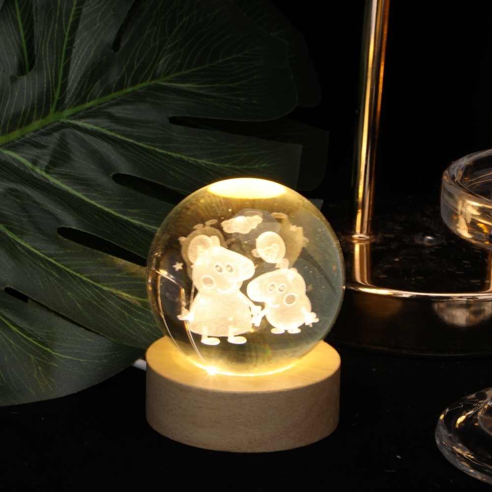 Bola de cristal LED, luz nocturna creativa.