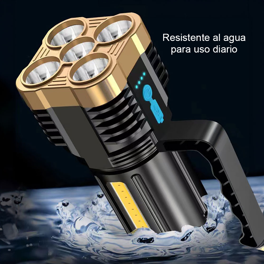 Linterna con foco LED, 4 modos de iluminación, portátil