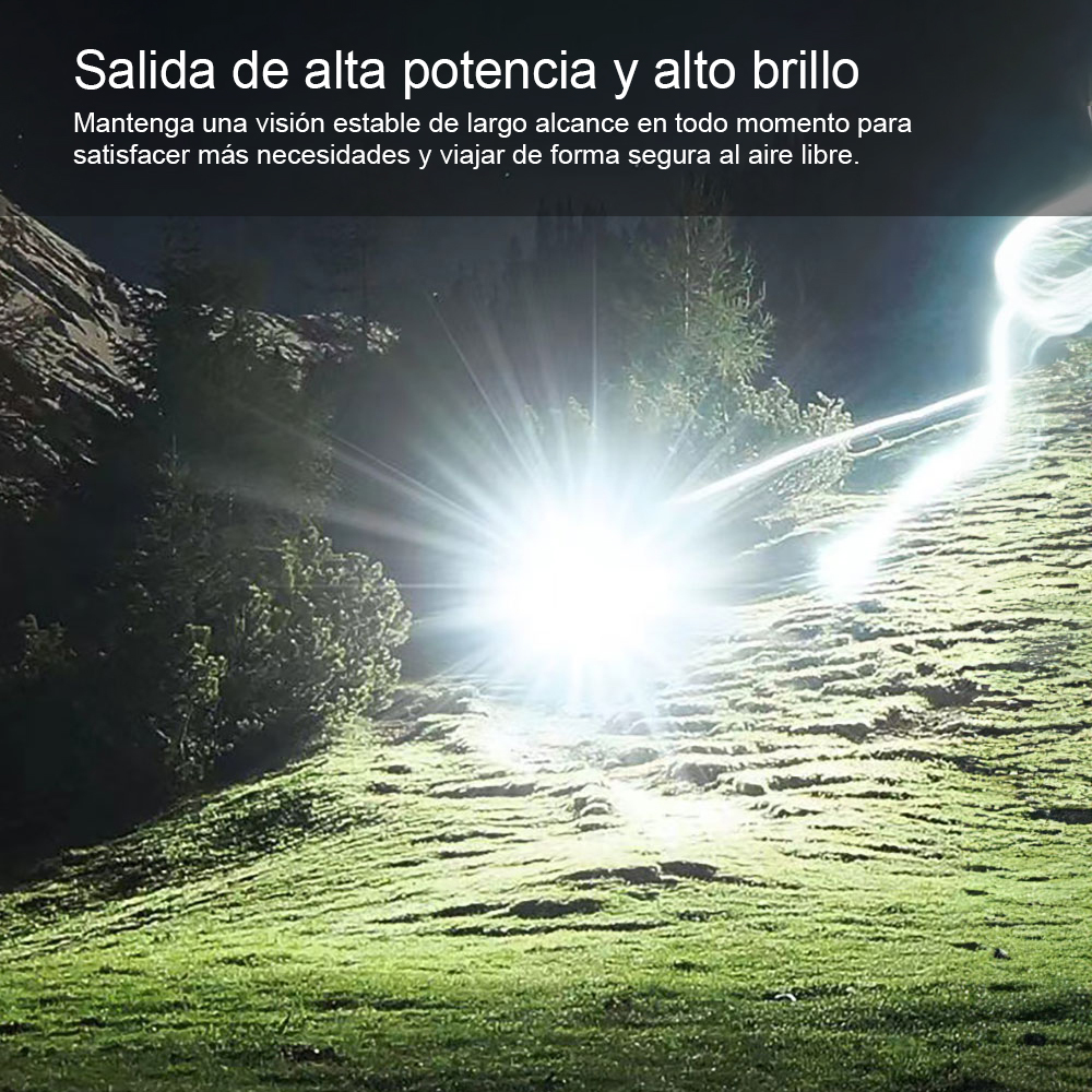 Linterna con foco LED, 4 modos de iluminación, portátil