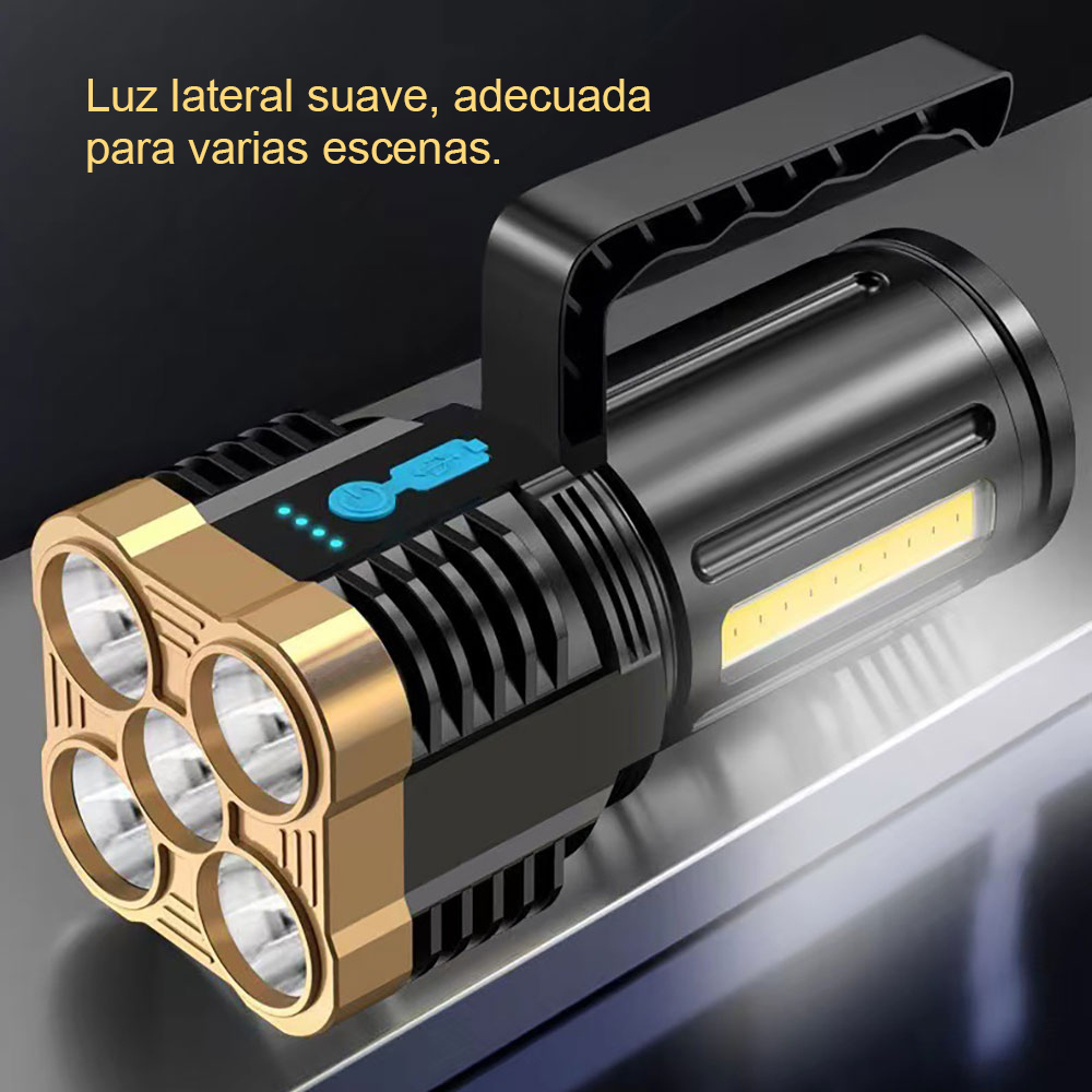 Linterna con foco LED, 4 modos de iluminación, portátil