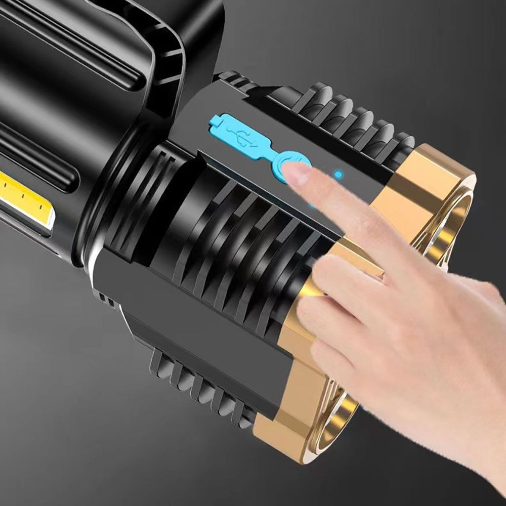 Linterna con foco LED, 4 modos de iluminación, portátil