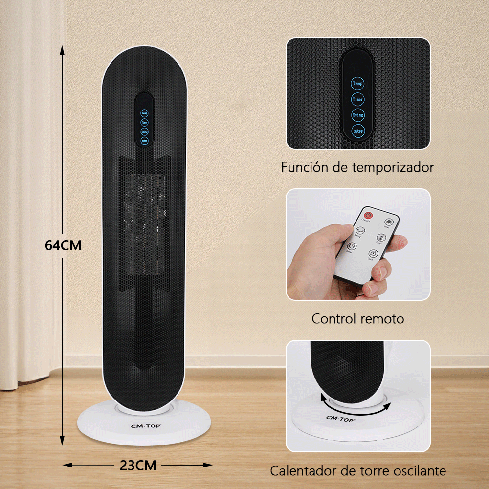 Calefactor Eléctrico Portátil 1500w Ventilador De Cerámica