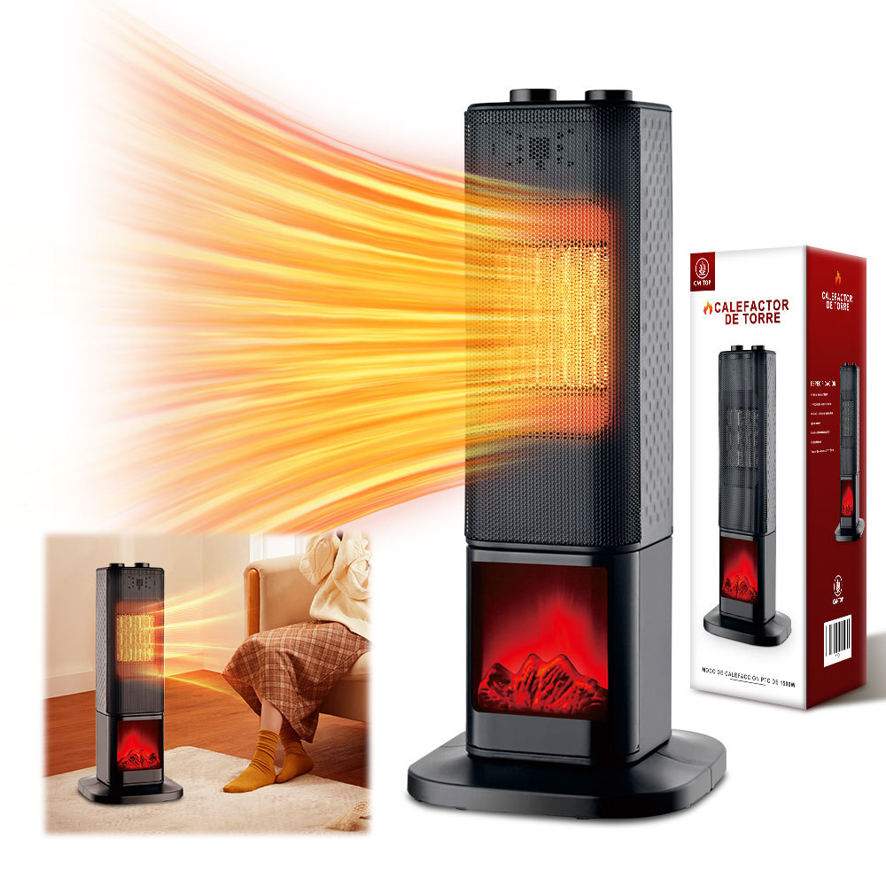 Calefactor Calentador De Torre Cerámico Ptc 1500w Negro