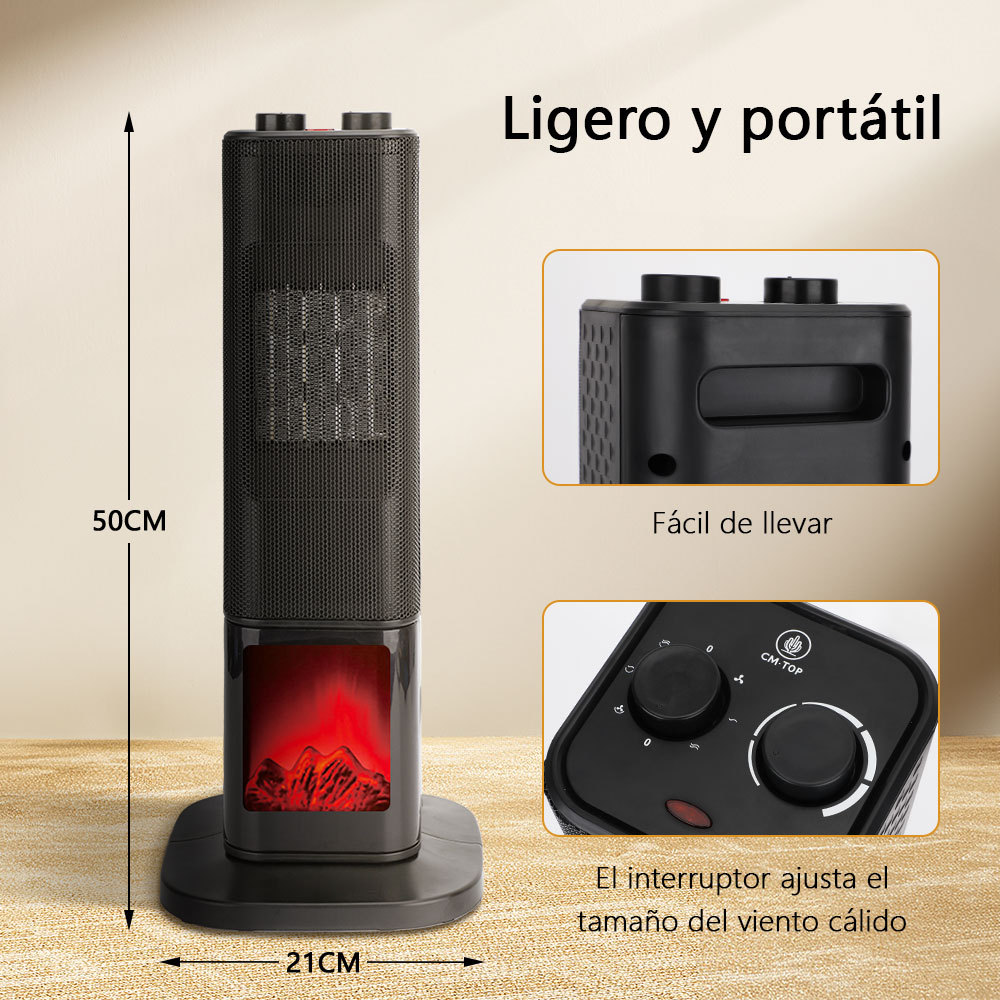 Calefactor Calentador De Torre Cerámico Ptc 1500w Negro