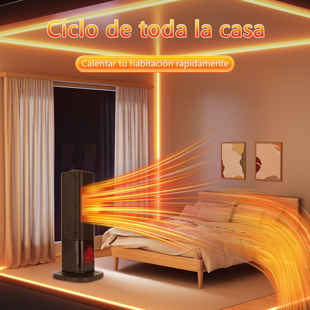 Calefactor Calentador De Torre Cerámico Ptc 1500w Negro