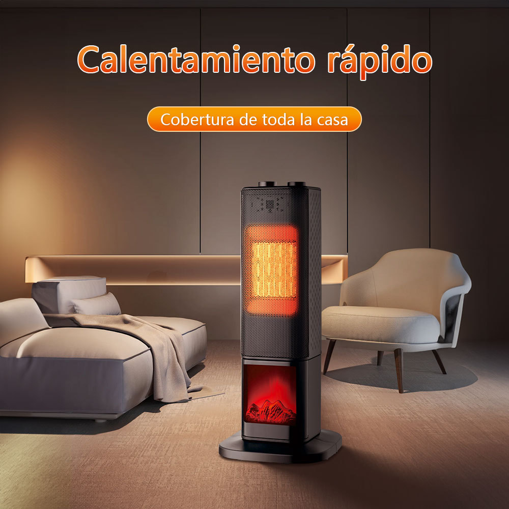 Calefactor Calentador De Torre Cerámico Ptc 1500w Negro