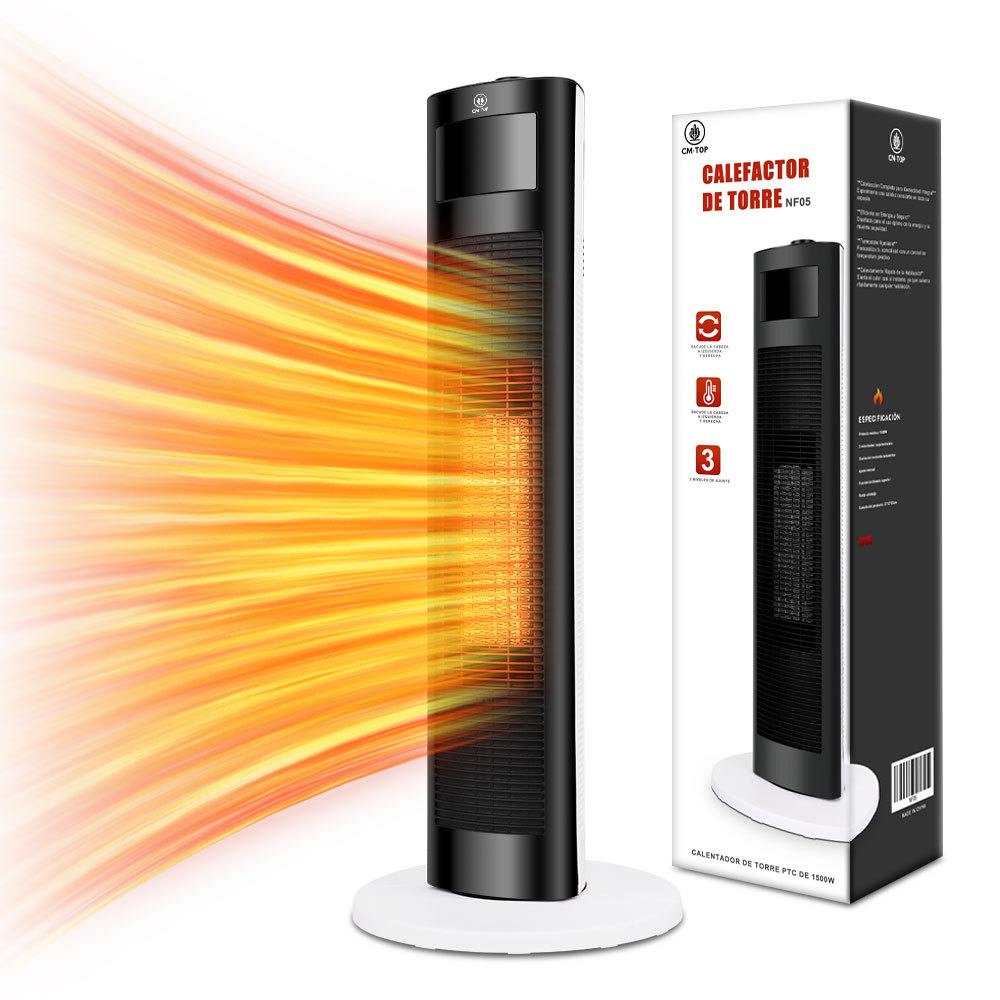 Calefactor De Torre Eléctrico Calentador Ptc 1500w Negro