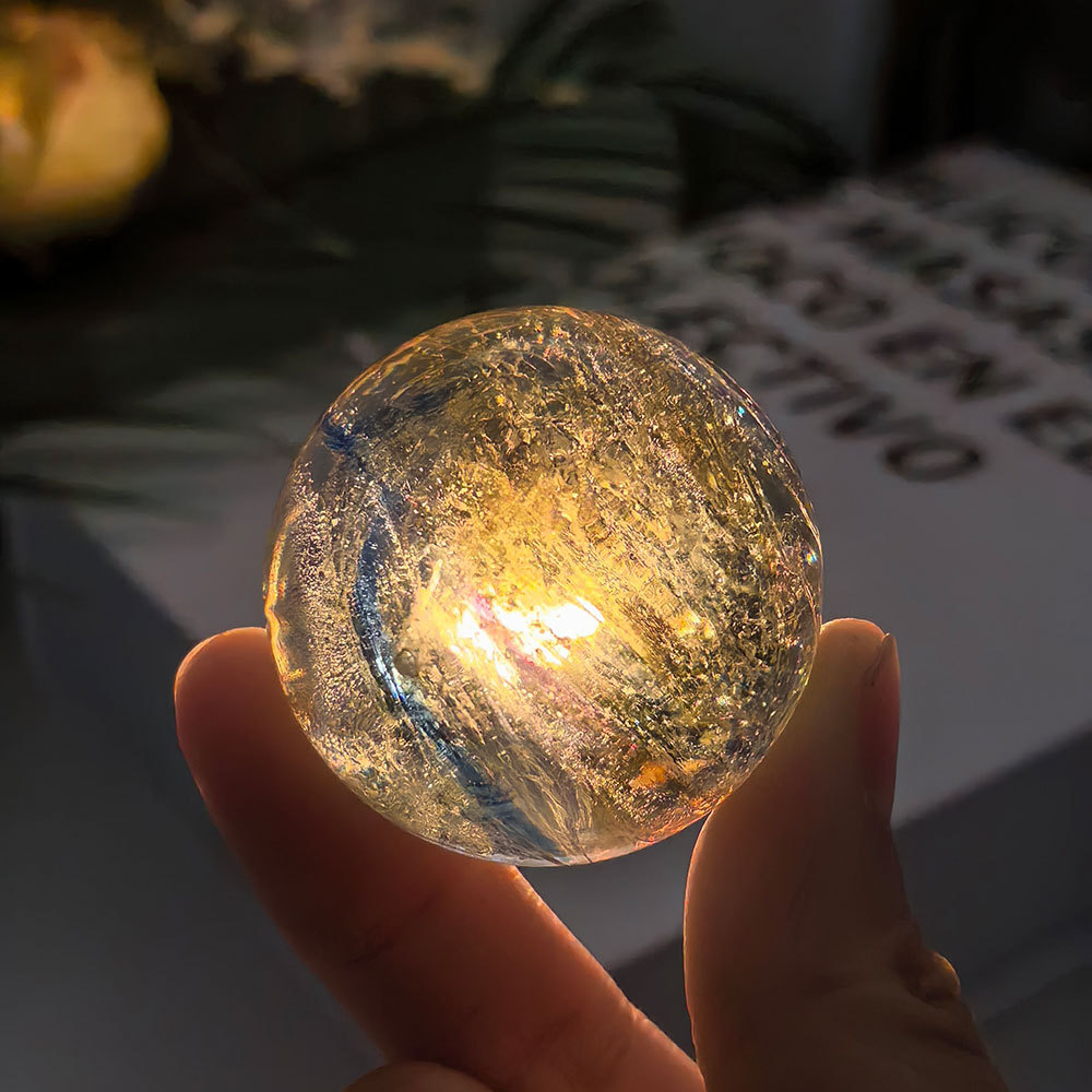 Bola de cristal de base de madera luminosa decoración creativa de la lámpara de noche LED