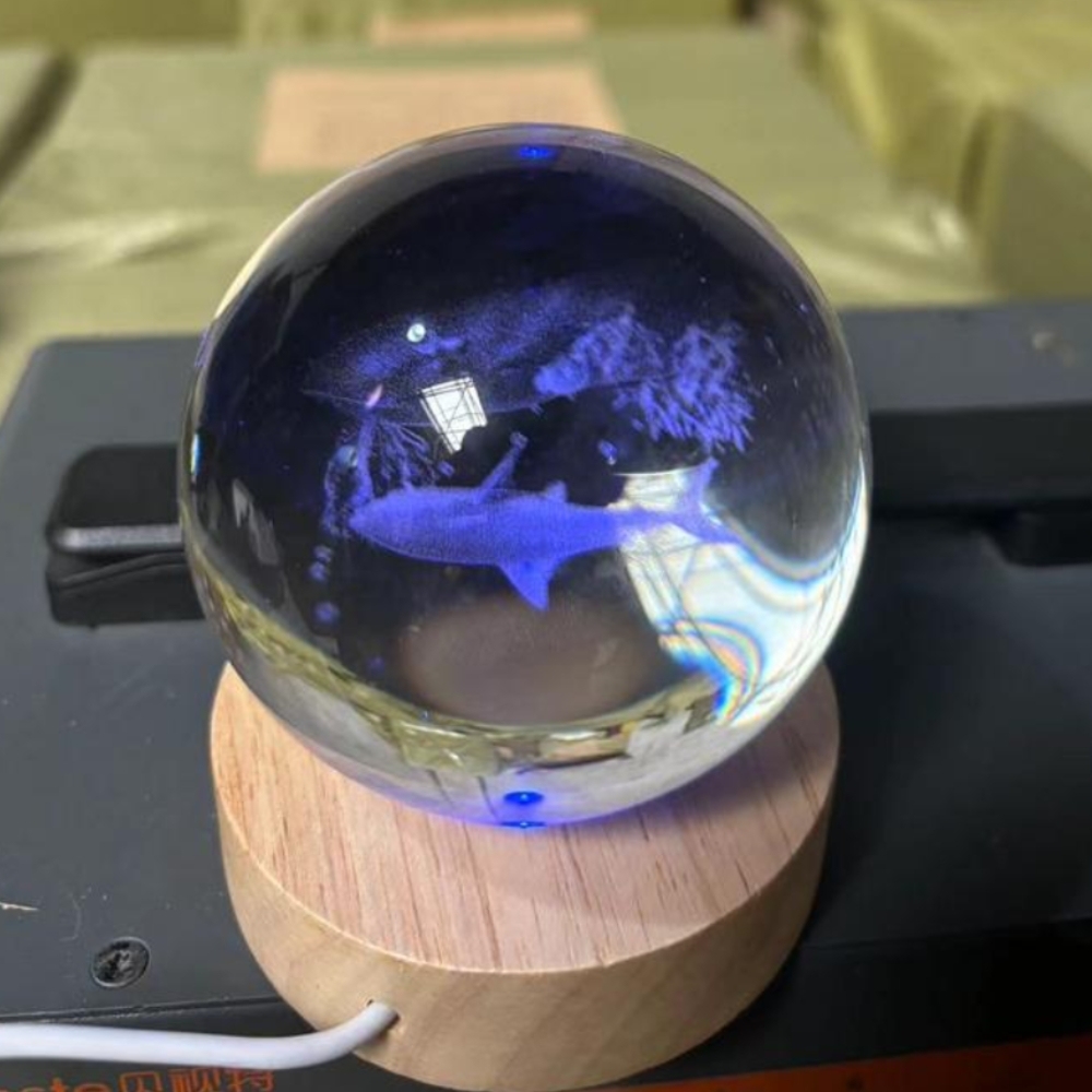 Bola de cristal de 8 cm, tiburón