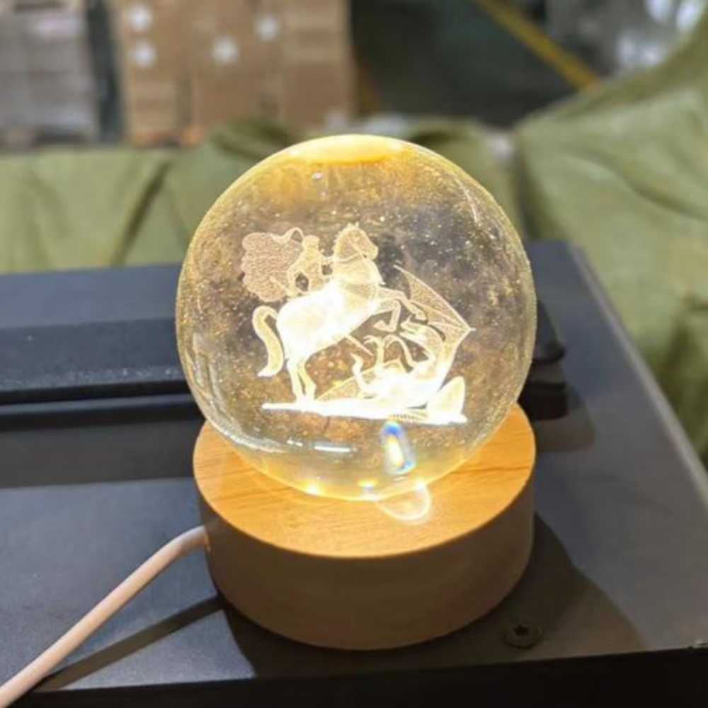 Bola de cristal de 6 cm, caballero y dragón