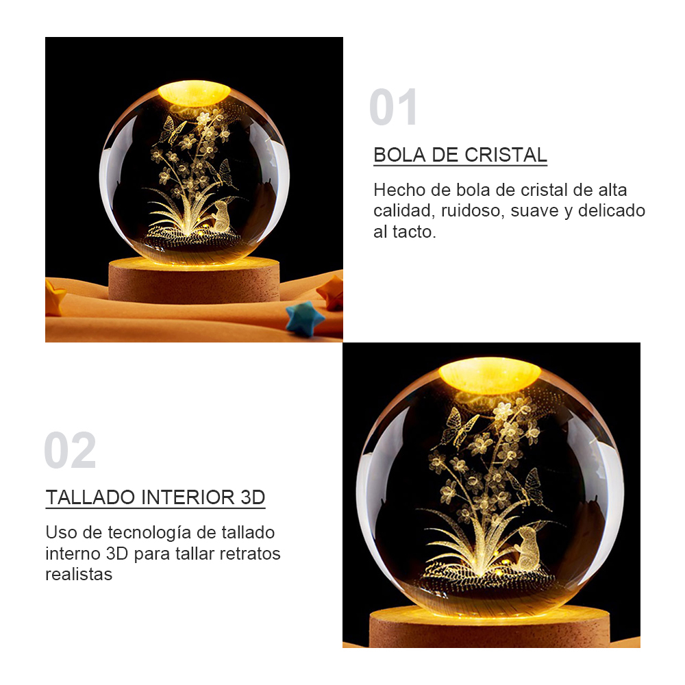 Adorno de bola de cristal de regalo pequeño y creativo con luz suave de 8 cm