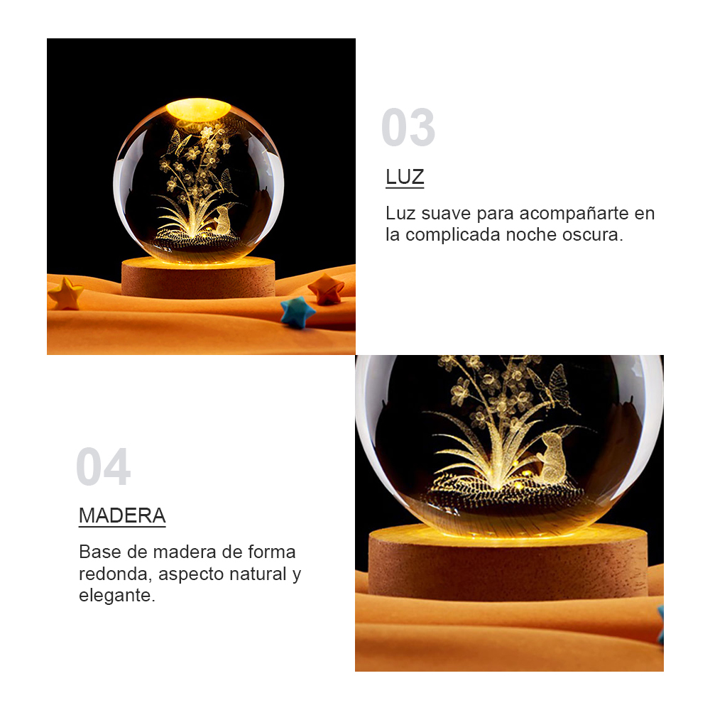 Adorno de bola de cristal de regalo pequeño y creativo con luz suave de 8 cm
