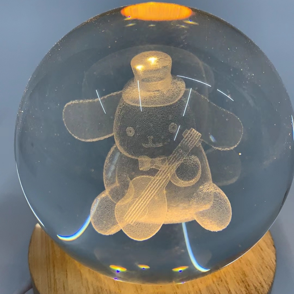 Bola de cristal LED de 8 cm, luz nocturna para niños