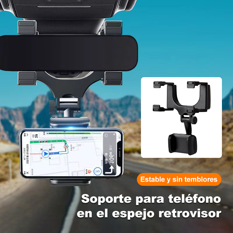 Soporte para teléfono de retrovisor de coche, soporte para coche con rotación de 360°, soporte para teléfono, firme y sin temblores, con rotación multi - angular a voluntad, un regalo ideal para familiares y amigos.