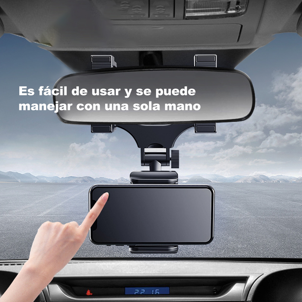 Soporte para teléfono de retrovisor de coche, soporte para coche con rotación de 360°, soporte para teléfono, firme y sin temblores, con rotación multi - angular a voluntad, un regalo ideal para familiares y amigos.