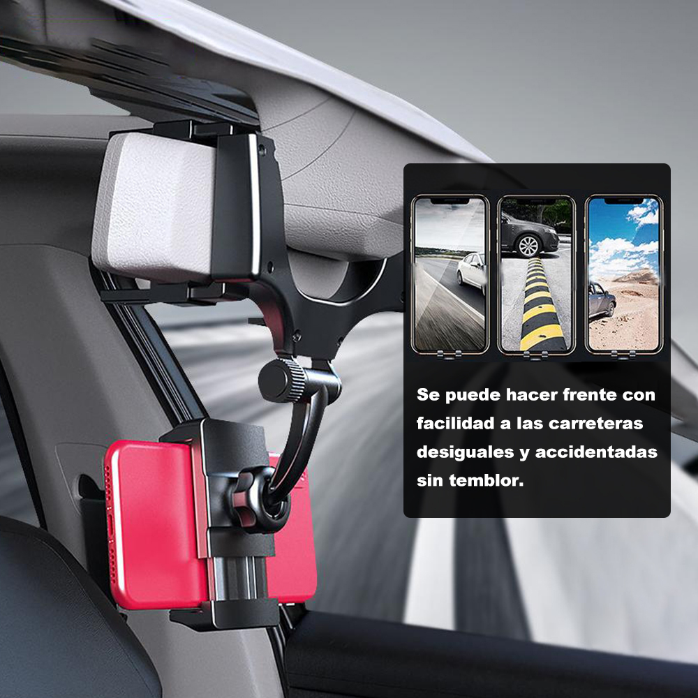 Soporte para teléfono de retrovisor de coche, soporte para coche con rotación de 360°, soporte para teléfono, firme y sin temblores, con rotación multi - angular a voluntad, un regalo ideal para familiares y amigos.