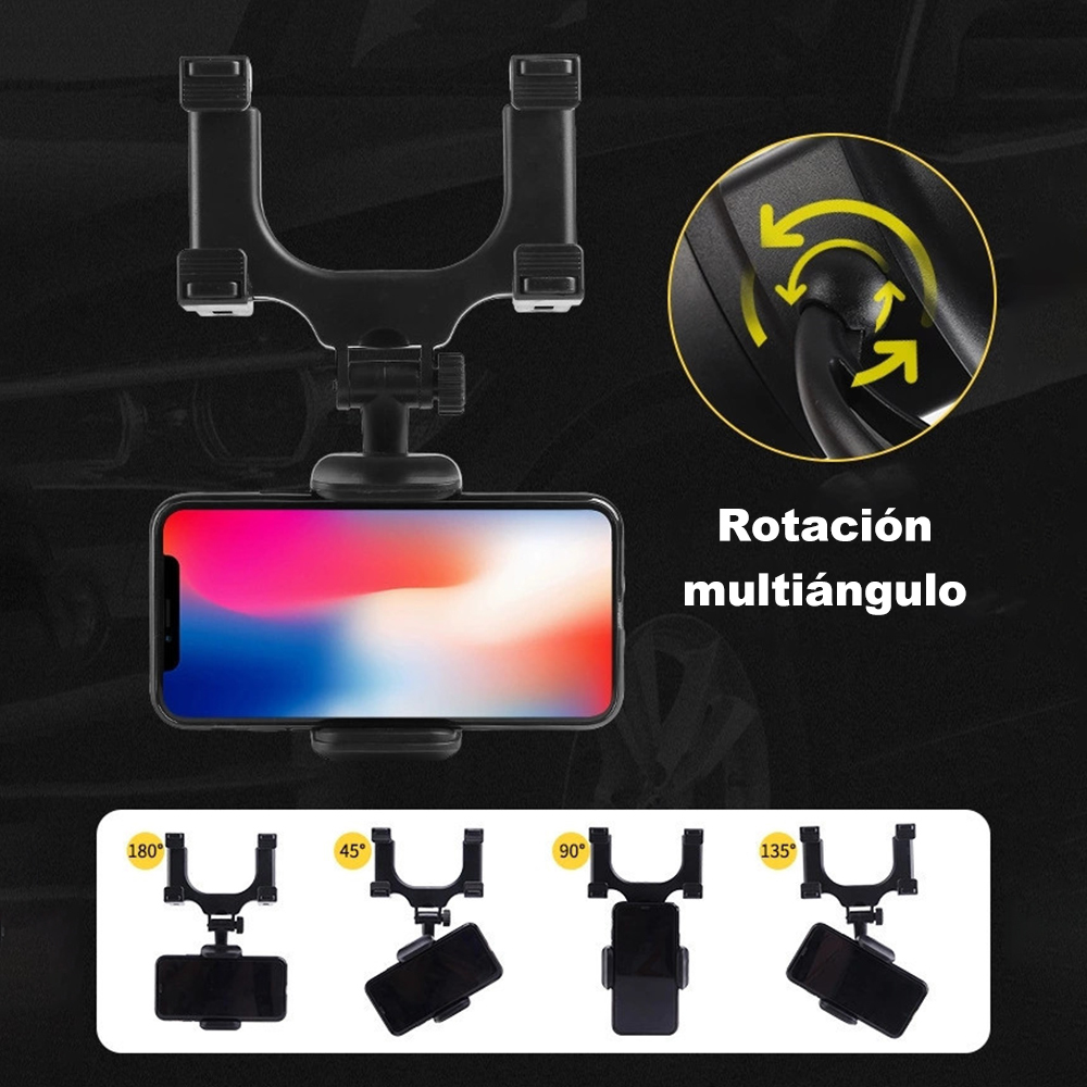 Soporte para teléfono de retrovisor de coche, soporte para coche con rotación de 360°, soporte para teléfono, firme y sin temblores, con rotación multi - angular a voluntad, un regalo ideal para familiares y amigos.