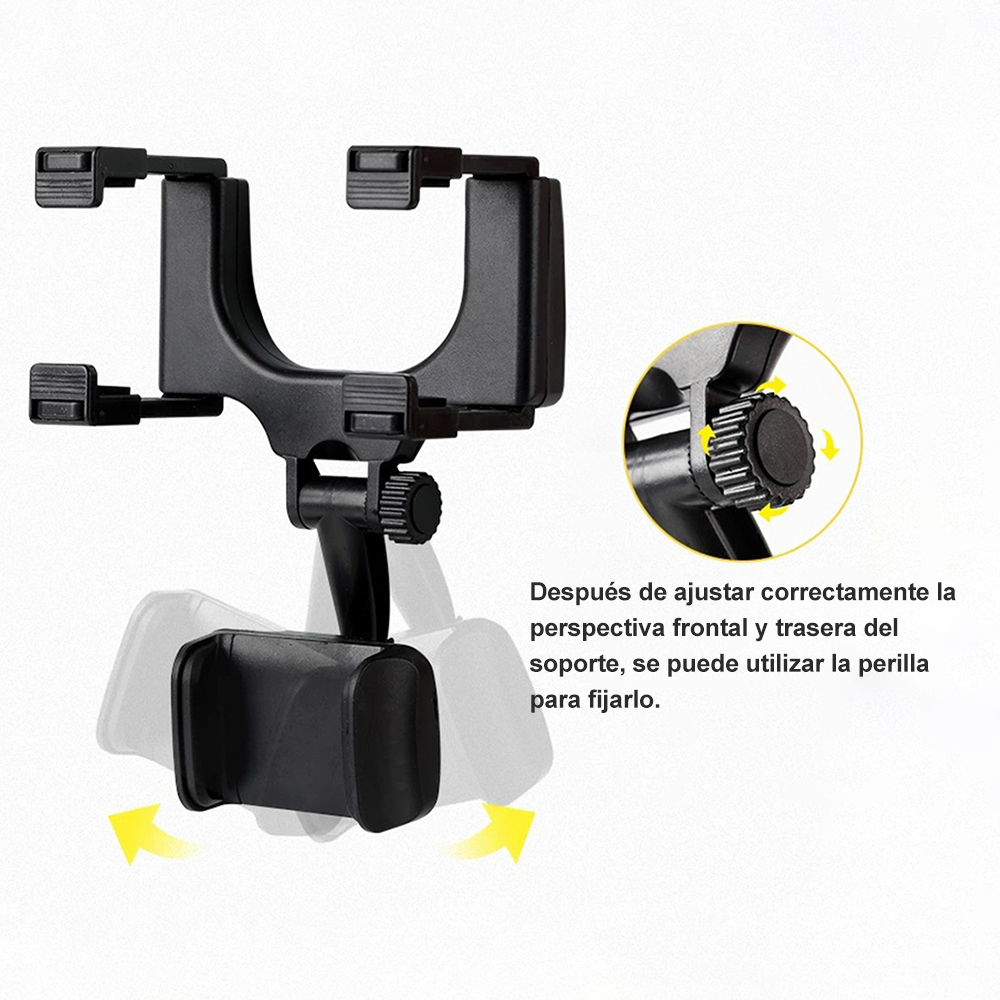 Soporte para teléfono de retrovisor de coche, soporte para coche con rotación de 360°, soporte para teléfono, firme y sin temblores, con rotación multi - angular a voluntad, un regalo ideal para familiares y amigos.