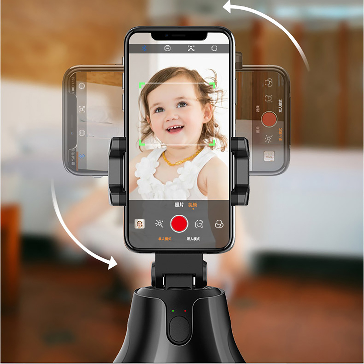 Plataforma de cámara de seguimiento inteligente giratoria de 360 ​​grados, Equipado con seguimiento automático facial,seguimiento automático,función de seguimiento de 360 ​​°,trípode de sobremesa mini inteligente