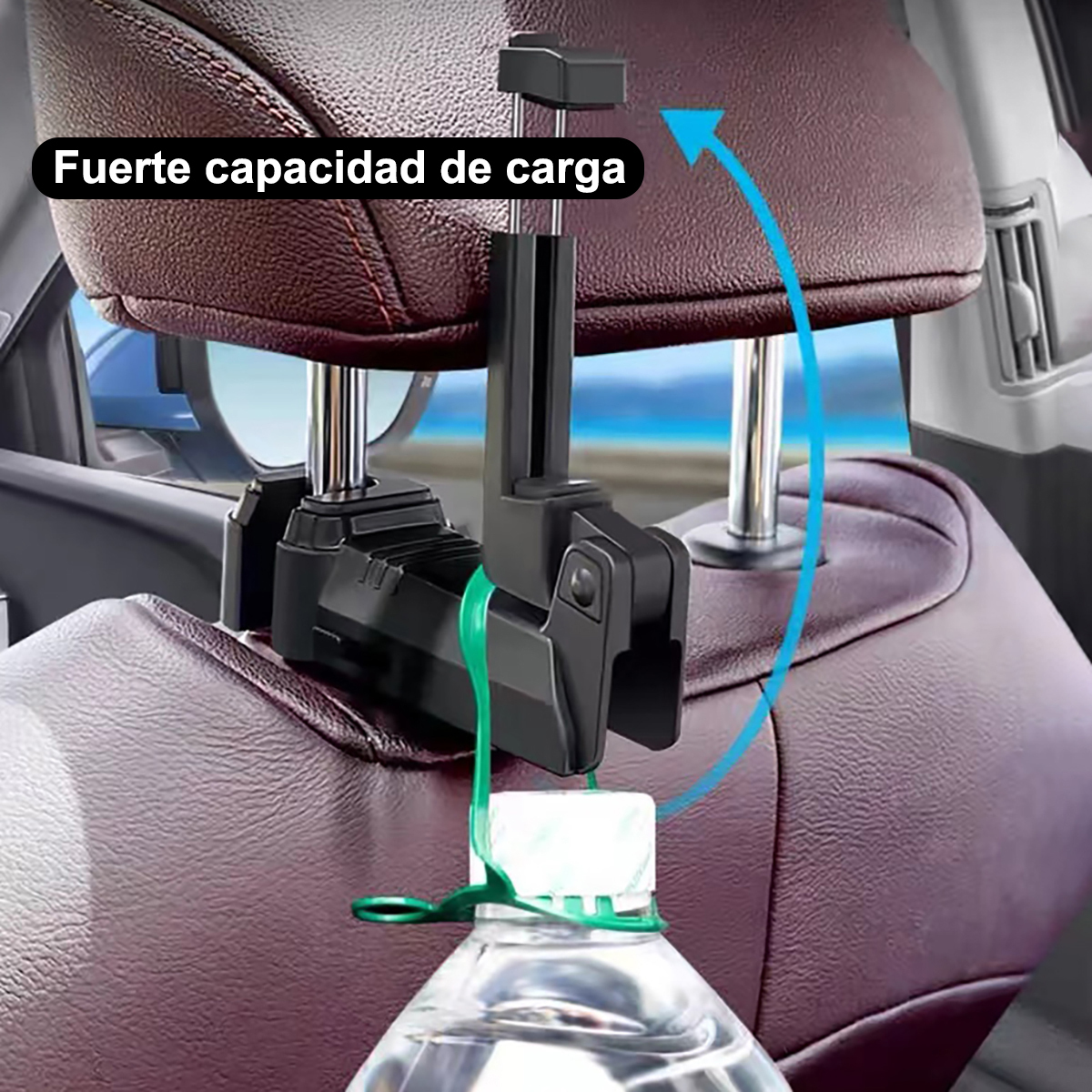 Soporte para teléfono móvil para reposacabezas coche, rotación 360° ajustable, gancho oculto multifuncional para asiento coche