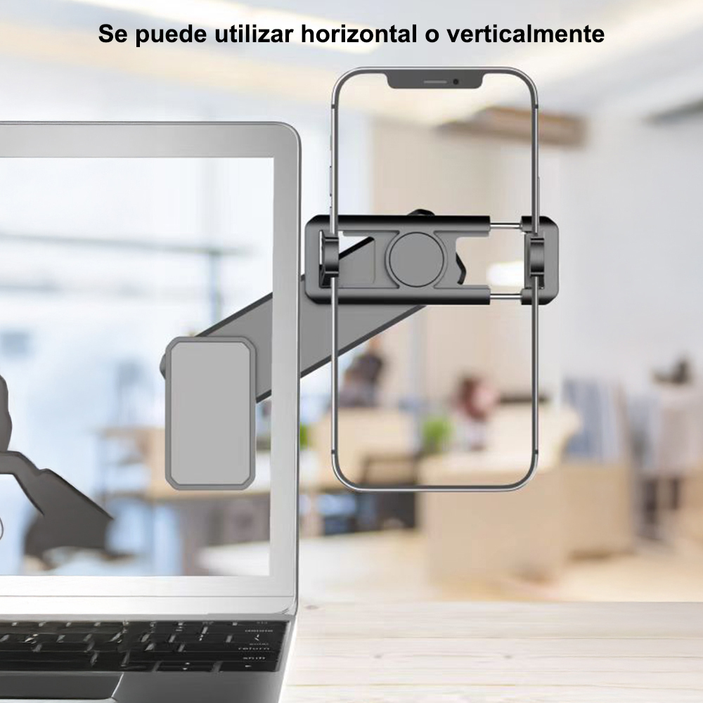 Soporte para teléfono móvil, clip montaje lateral ajustable para computadora portátil, adecuado para la oficina y el hogar