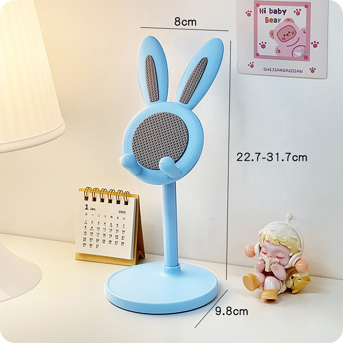 Soporte para teléfono móvil ajustable con forma de conejo y soporte para transmisión en vivo, soporte para teléfono móvil portátil y ajustable, altura ajustable, decoración de escritorio, compatible con la mayoría de los teléfonos inteligentes