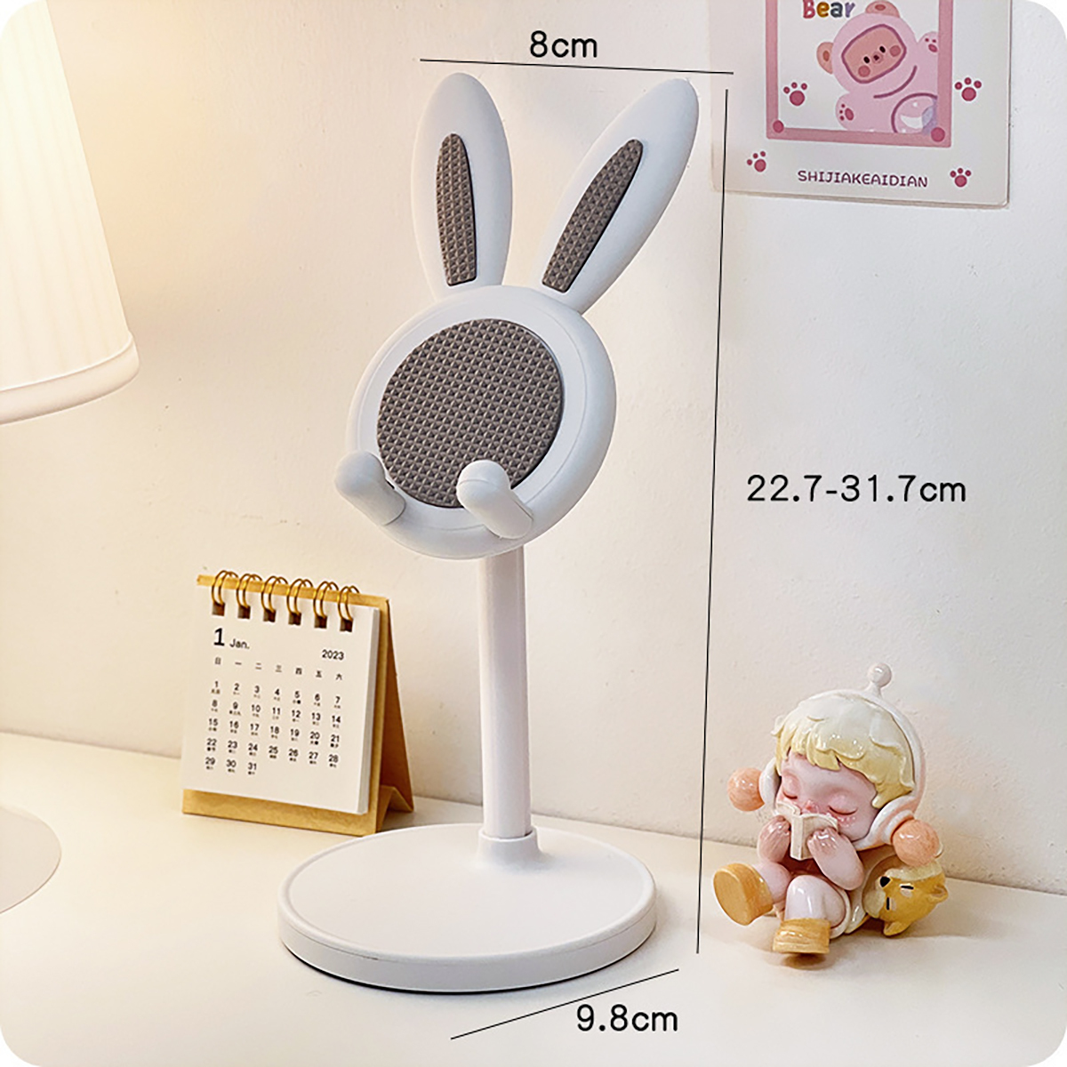 Soporte para teléfono móvil ajustable con forma de conejo y soporte para transmisión en vivo, soporte para teléfono móvil portátil y ajustable, altura ajustable, decoración de escritorio, compatible con la mayoría de los teléfonos inteligentes