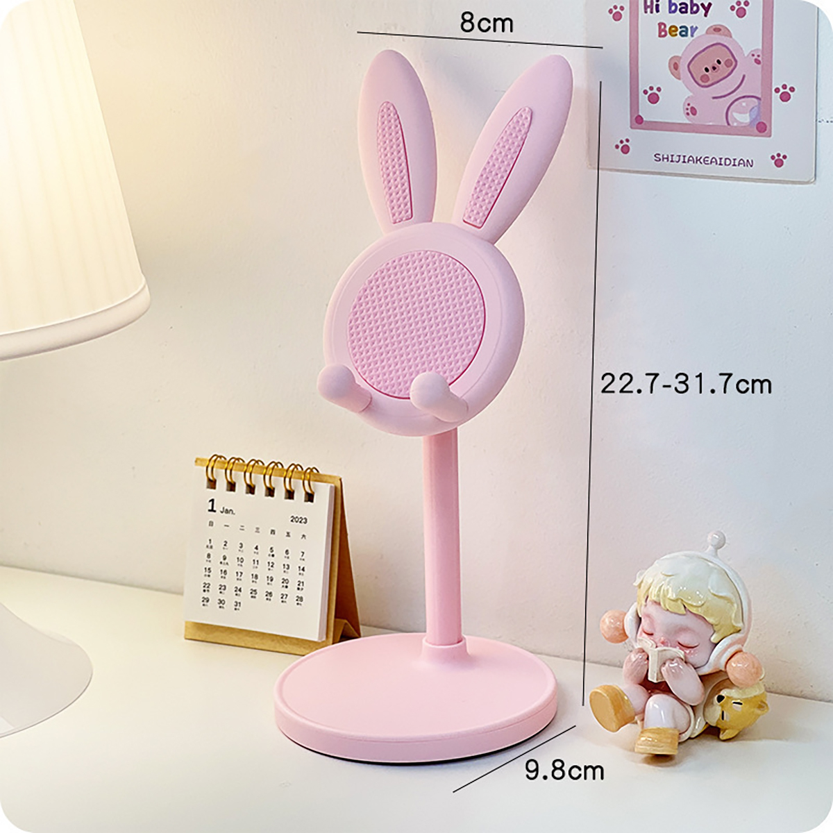 Soporte para teléfono móvil ajustable con forma de conejo y soporte para transmisión en vivo, soporte para teléfono móvil portátil y ajustable, altura ajustable, decoración de escritorio, compatible con la mayoría de los teléfonos inteligentes