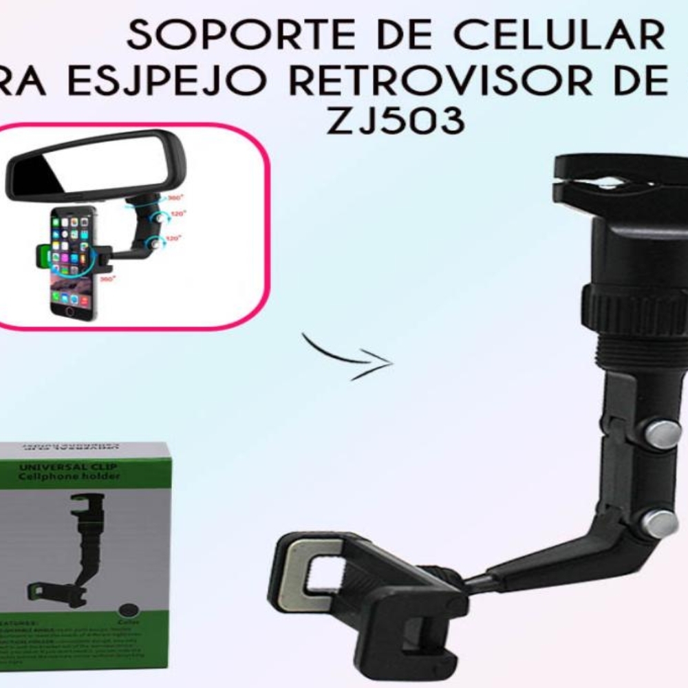 Soporte para teléfono en el espejo retrovisor