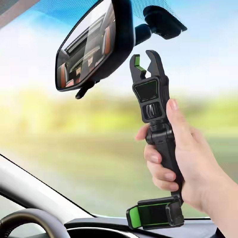 Soporte para teléfono en el espejo retrovisor