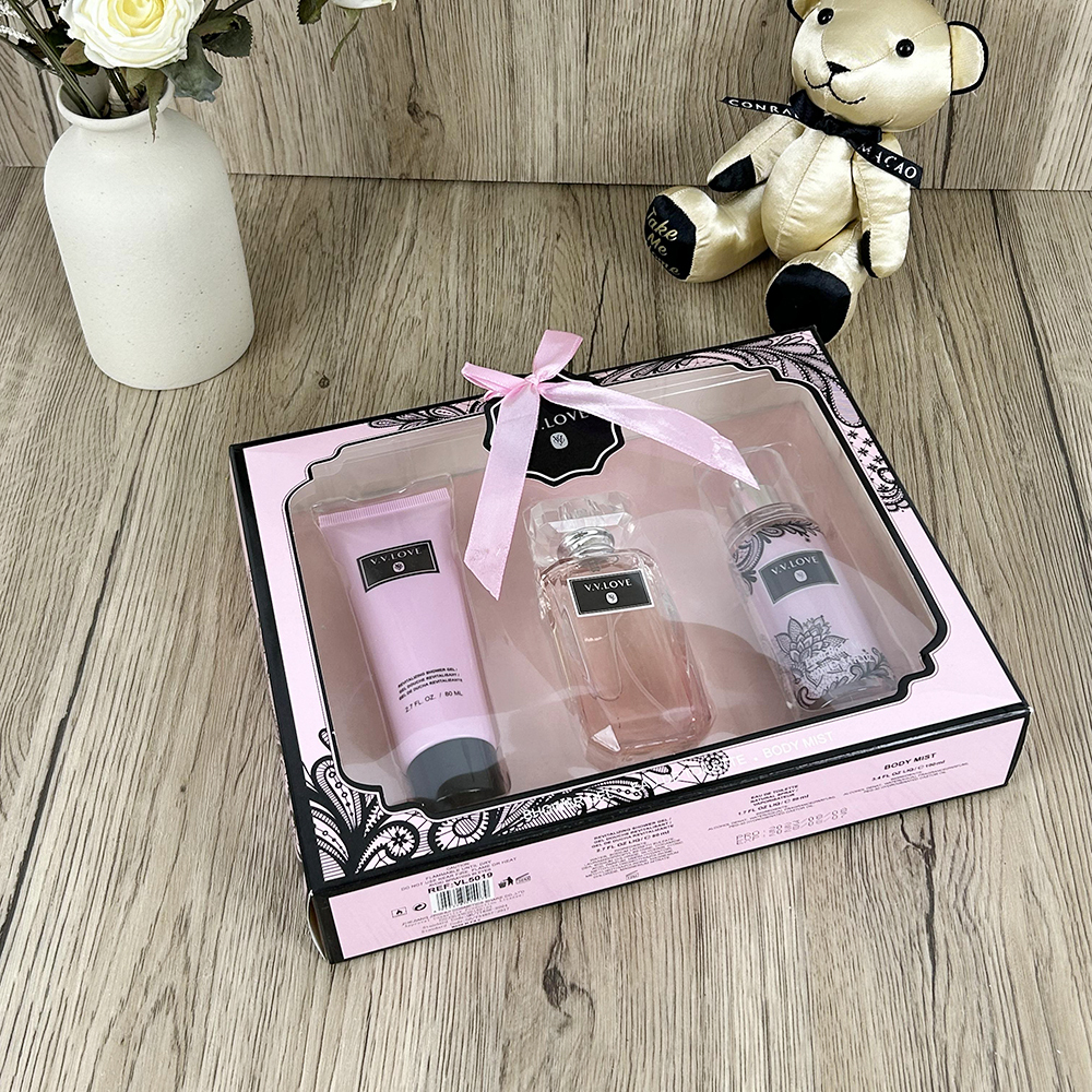Set mujer, perfume 50ml + spray corporal 100ml + gel de ducha 80ml