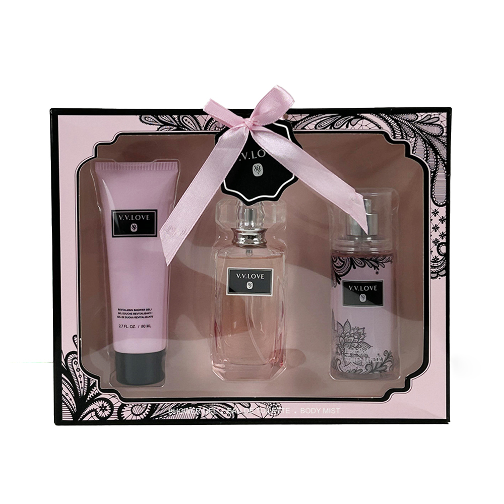 Set mujer, perfume 50ml + spray corporal 100ml + gel de ducha 80ml
