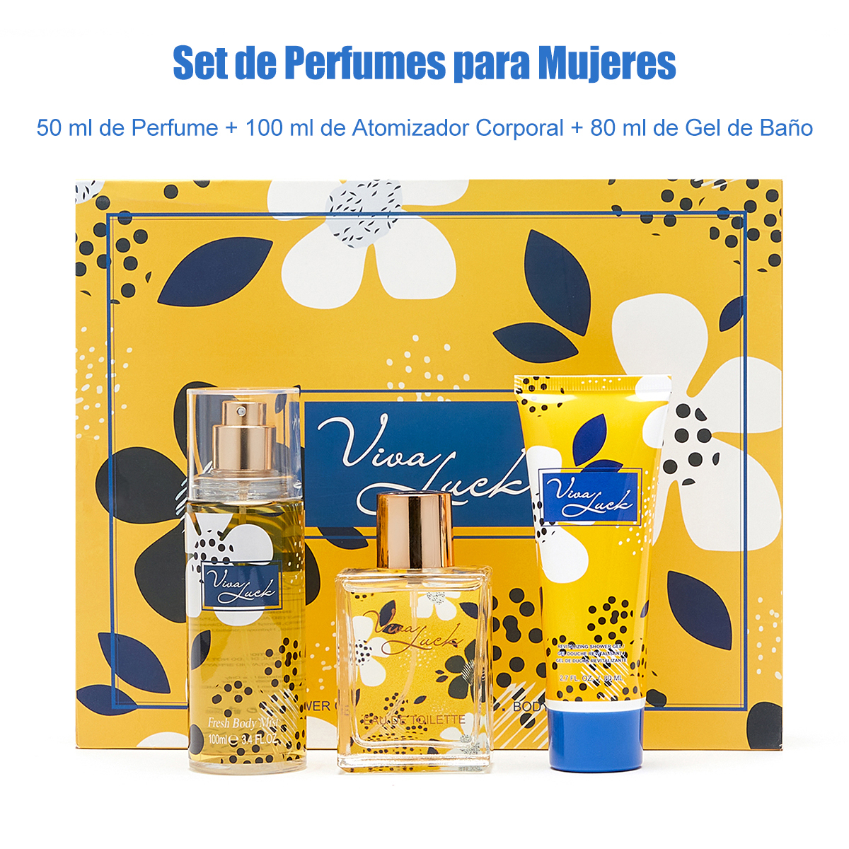 Set de Perfumes para Mujeres - 50 ml de Perfume + 100 ml de Atomizador Corporal + 80 ml de Gel de Baño, Aroma Duradero, Ideal para Uso Diario y Regalos Festivos en Caja de Regalo, Regalos para el Día de la Madre