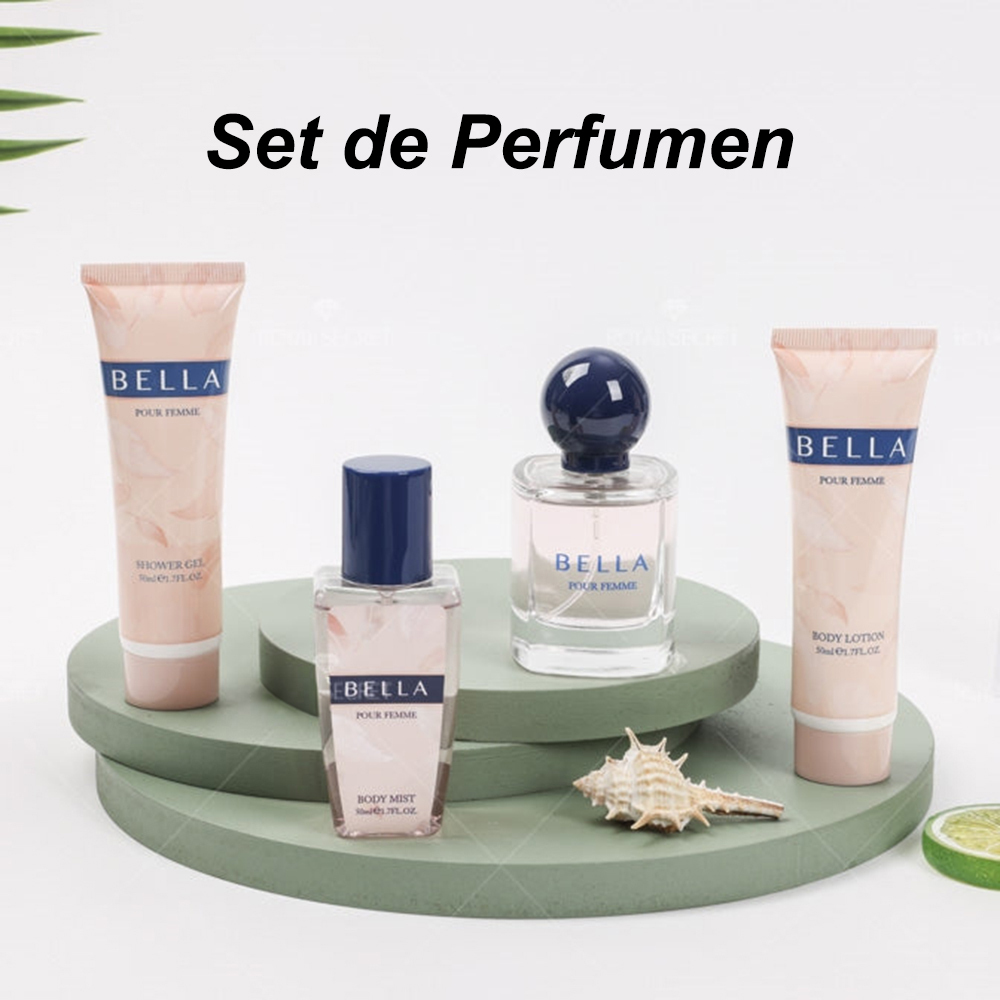 Set de cuidado de perfumes,perfume de 50ml, perfume corporal de 50ml, loción corporal de 50ml y gel de baño de 50ml. Es perfecto para el uso diario, como vacaciones románticas o reuniones sociales
