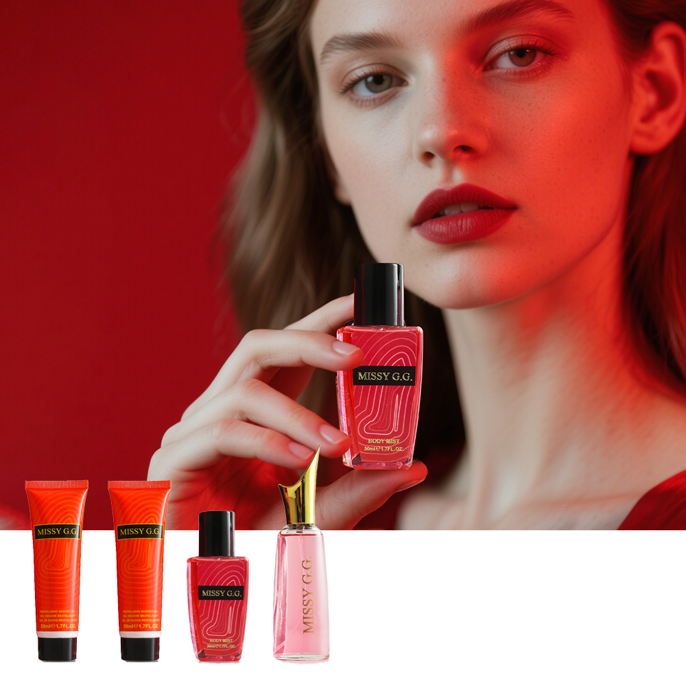 Set de regalo de perfumes con aroma floral y frutal: gel de baño 50ml, loción hidratante 50ml, atomizador corporal 50ml y perfume 50ml. Ideal para el uso diario de las mujeres y ocasiones especiales, y es un regalo perfecto para el Día de la Madre.