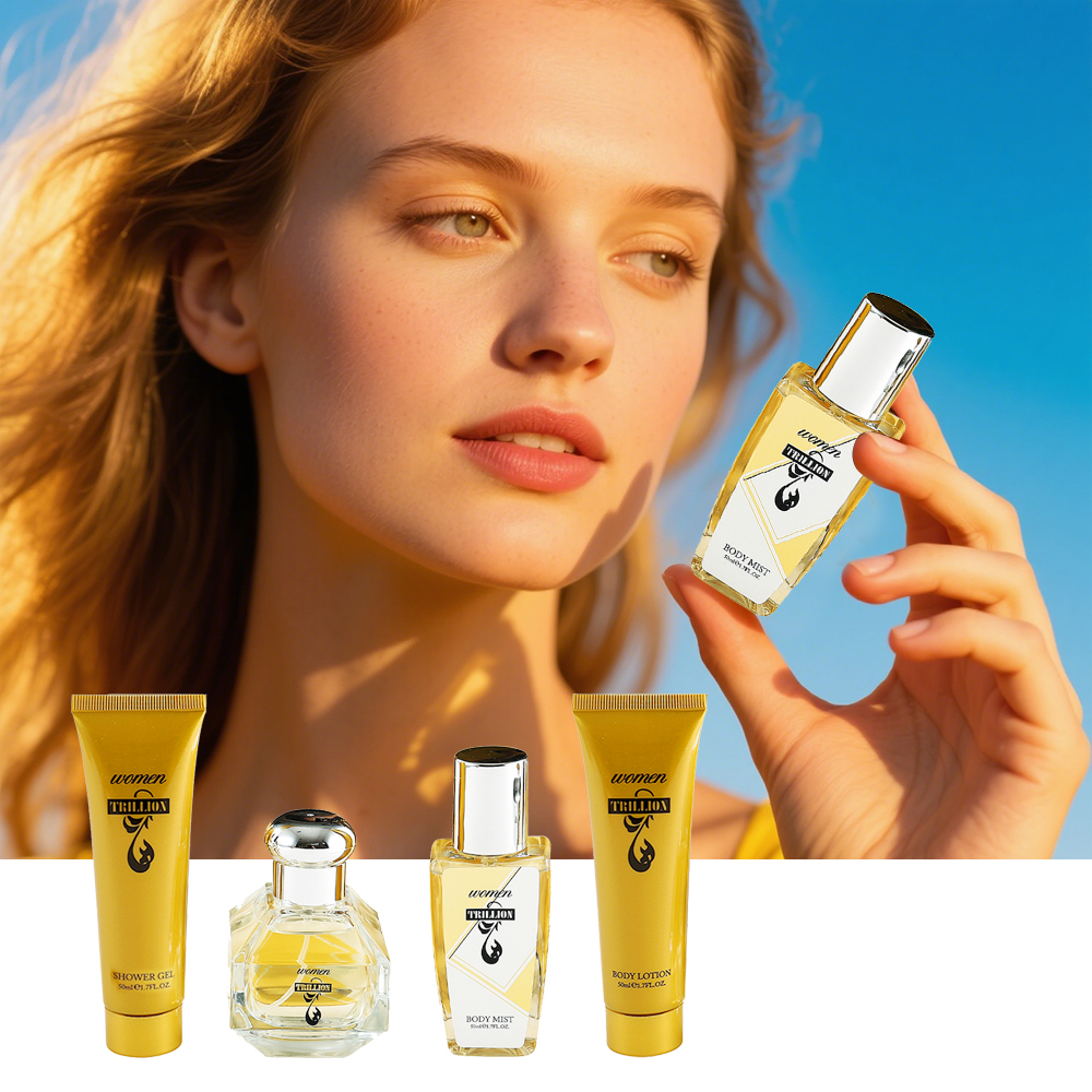 Set de Regalo de Cuidado Corporal- Perfume (50ml) + Spray Corporal (50ml) + Loción Corporal (50ml) + Gel de Baño (50ml) - Set de Perfumes Duraderos para Mujeres - Regalo Ideal para el Día de la Madre