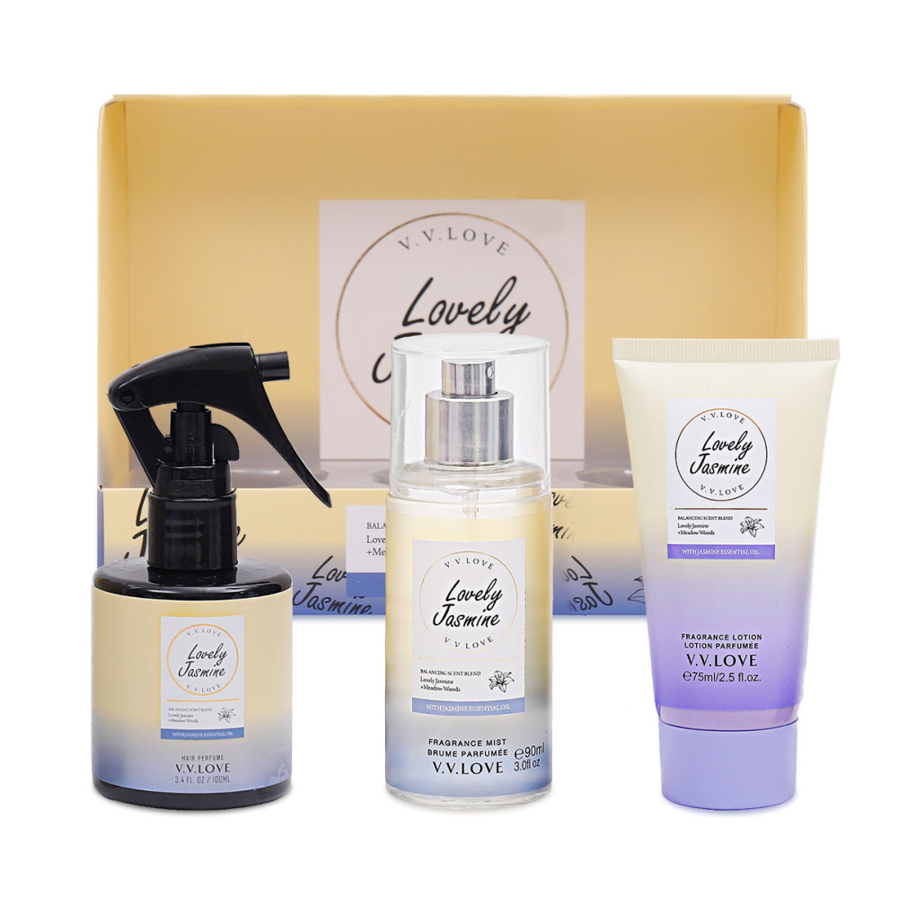 100ml de perfume para el cabello + 90ml de loción corporal + 150ml de spray corporal