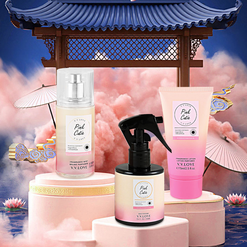 100ml de perfume para el cabello + 90ml de loción corporal + 150ml de spray corporal
