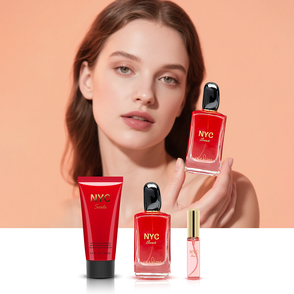 Set de regalo de perfumes de 3 piezas incluye perfume de 100ml, perfume de 15ml y gel de ducha de 100ml. Compacto, portátil y con fragancia duradera. Ideal como regalo para el Día de la Madre.